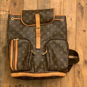 Louis Vuitton Brown Monogram Backpack with Tan Trim
